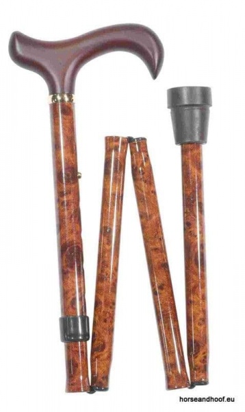 Classic Canes Extra Long Folding Cane with Burr Pattern and Hardwood Derby Handle