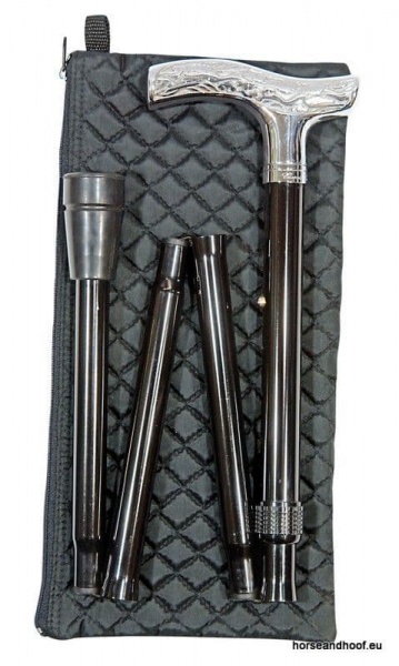 Classic Canes Patterned Chrome Folding Cane With Wallet - Large