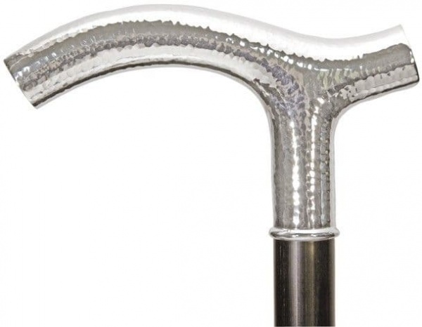Classic Canes Silver - Plated Planished Hammered Crutch Formal Cane