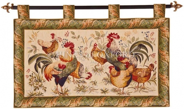 Country Hens - Fine Woven Tapestry Wallhanging