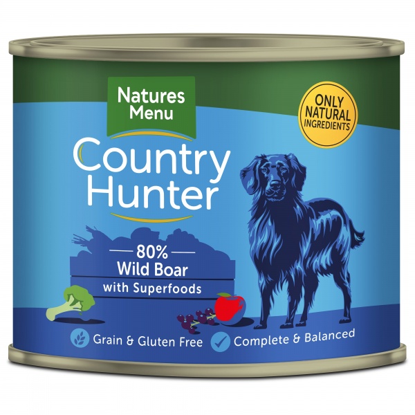 Natures Menu Country Hunter Wild Boar Dog Food Tins 6 x 600g