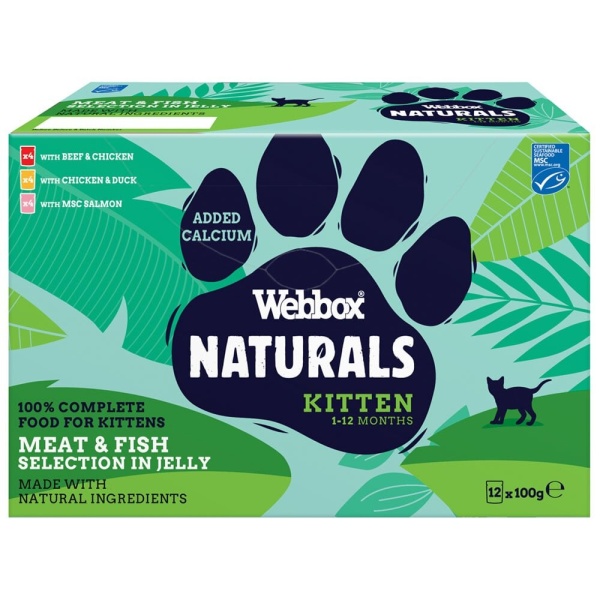 Webbox Naturals Kitten 2-12 Months Mixed in Jelly 5 x 12 x 100g
