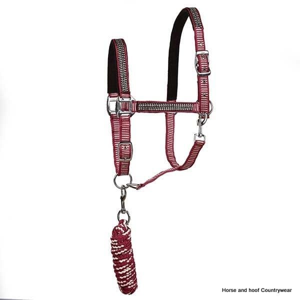 Elico Lindale Headcollar and Rope Set Pink/White