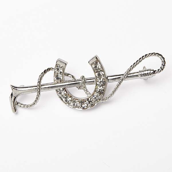 Elico Stock Pin- Horse Shoe and Crop - Silver
