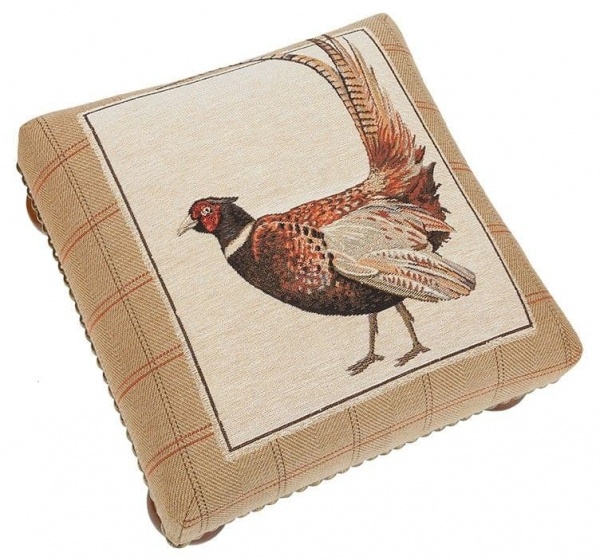 Fantail Pheasant - Fine Woven Tapestry Footstool