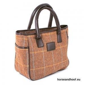 Heather Accessories Allegra British Tweed Tote Bag - Forest Green/Wine Check