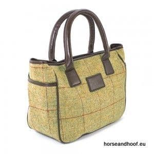Heather Accessories Allegra British Tweed Tote Bag - Light Olive/Red Check