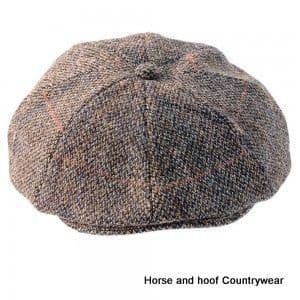 Heather Hats Arran Harris Tweed Flat 8pc Cap - Grey
