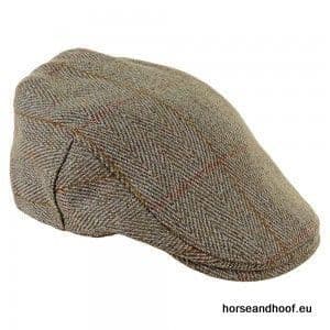 Heather Hats Fox Derby Tweed Flat Cap - Dark Green/Gold Stripe
