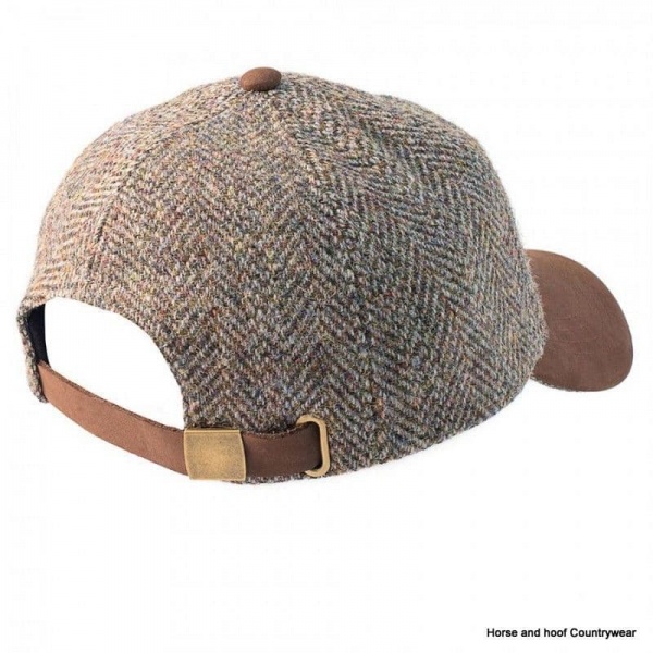 Heather Hats Glencairn Harris Tweed Leather Peak Baseball Cap - Green