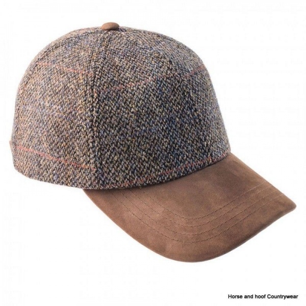Heather Hats Glencairn Harris Tweed Leather Peak Baseball Cap - Grey