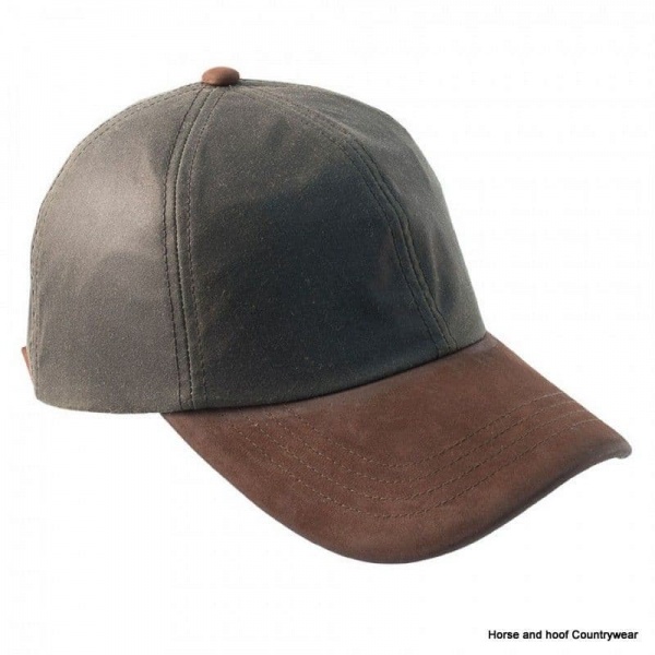 Heather Hats Hamilton Wax Leather Peak Baseball Cap - Olive