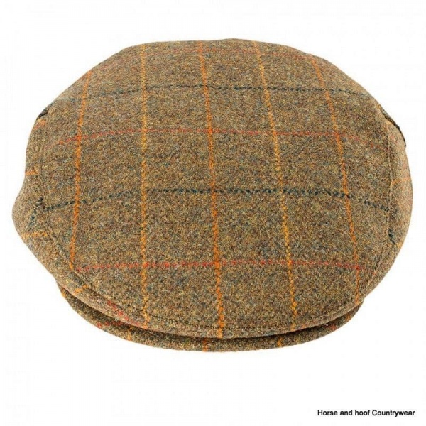 Heather Hats Kinloch Waterproof British Tweed Cap - Brown/Orange Check