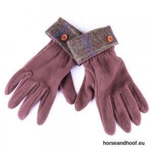 Heather Hats Ladies Allegra Fleece Glove w/Tweed Cuff - Dark Brown/Blue Check