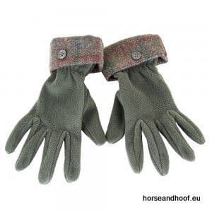 Heather Hats Ladies Allegra Fleece Glove w/Tweed Cuff - Forest Green/Wine Check