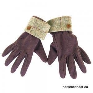 Heather Hats Ladies Allegra Fleece Glove w/Tweed Cuff - Light Olive/Red Check