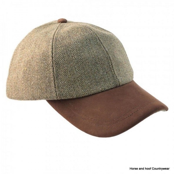 Heather Hats Valley Derby Tweed Leather Peak Baseball Cap - Light Green