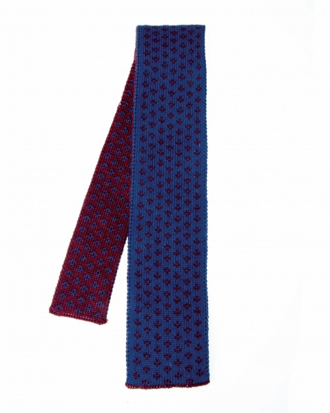 House Of Cheviot Boughton Necktie - Mid Blue/Burgundy