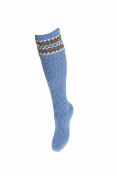 House Of Cheviot Lady Fairisle Socks - Bluebell