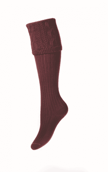 House Of Cheviot Lady Glenmore Socks - Burgundy