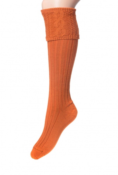 House Of Cheviot Lady Glenmore Socks - Burnt Orange