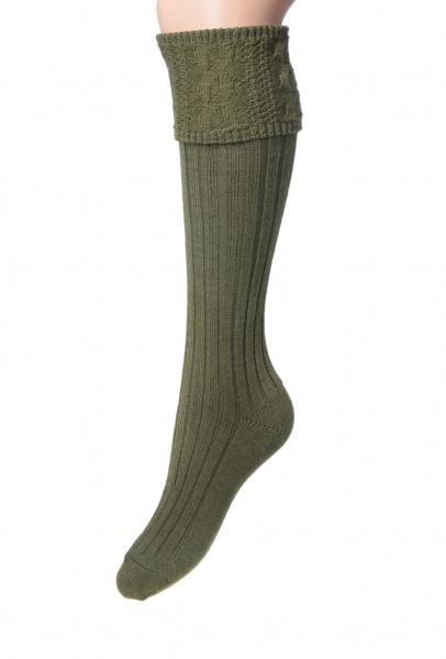 House Of Cheviot Lady Glenmore Socks - Dark Olive