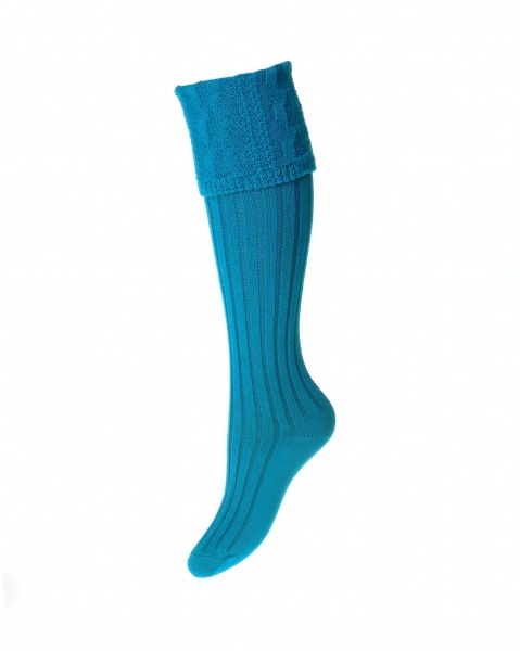 House Of Cheviot Lady Glenmore Socks - Ocean Blue