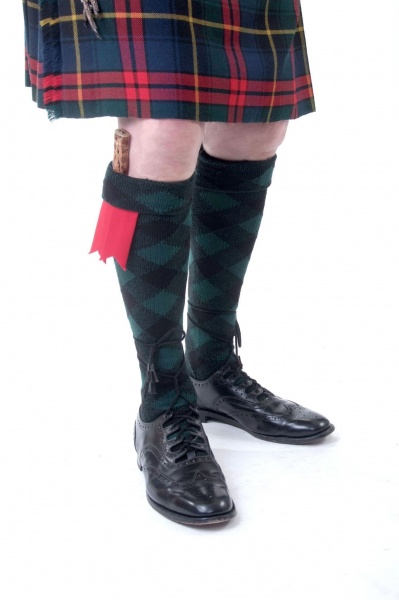 House Of Cheviot Men's Full Evening Diced Kilt Hose - Ancient Green and Ancient Blue