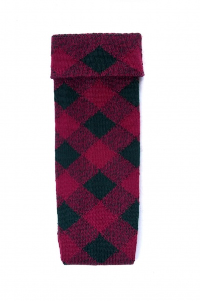 House Of Cheviot Men's Full Evening Diced Kilt Hose - Burgundy/Tartan Green