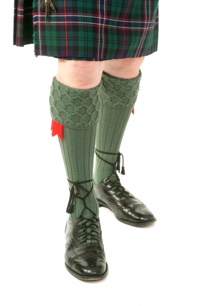 House Of Cheviot Men's Lewis Celtic Cable Kilt Hose - Ancient Green