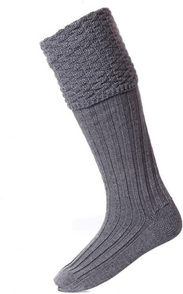 House Of Cheviot Men's Pipe Band Sock Kilt Hose - Mid Grey