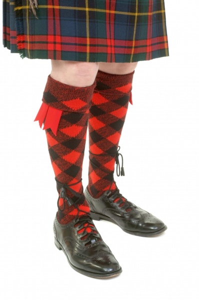 House Of Cheviot Men's Regimental Diced Full Kilt Hose - The New Scottish Regiments - Red/Black