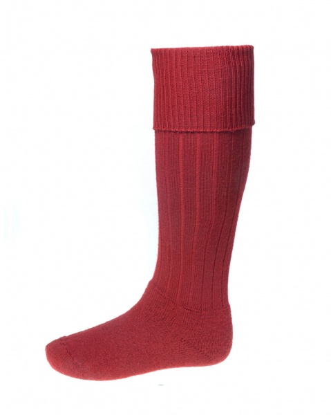 House Of Cheviot Men's Scarba Long Boot Sock - Brick Red