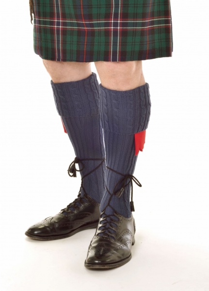 House Of Cheviot Men's Skye Cable Rib Sock Kilt Hose - St Andrews Blue