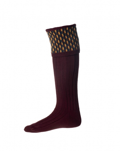 House Of Cheviot Men's Stirling Socks - Burgundy