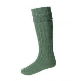 House Of Cheviot Men's Wide Fitting Harris Socks - Ancient Green