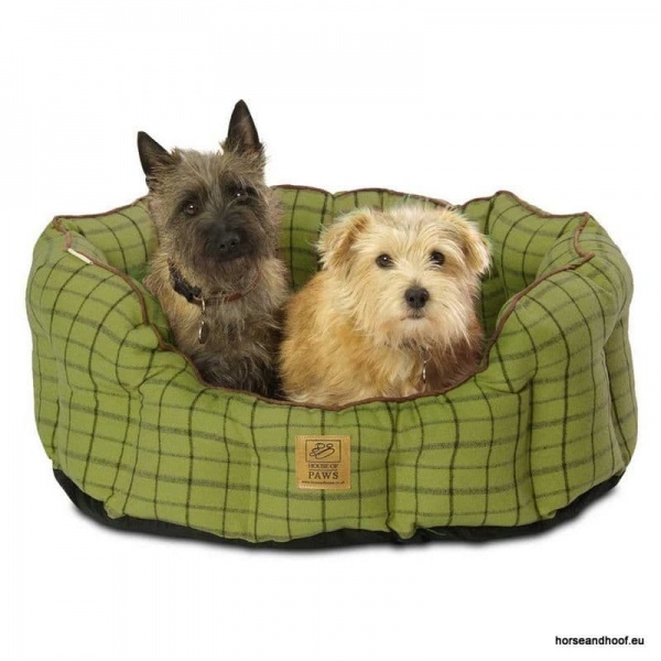 House of Paws Green Tweed Oval Snuggle Bed For Dogs horse and hoof