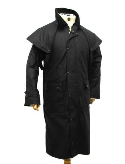 Hunter Outdoor Aussie Duster Long Waxed Cotton Coat - Black