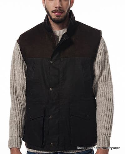 Hunter Outdoor Town & Country 100% Wax Cotton Shooting Gilet - Antique Brown