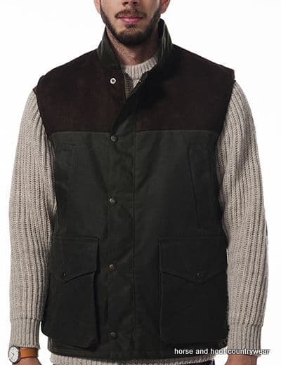 Hunter Outdoor Town & Country 100% Wax Cotton Shooting Gilet - Antique Olive