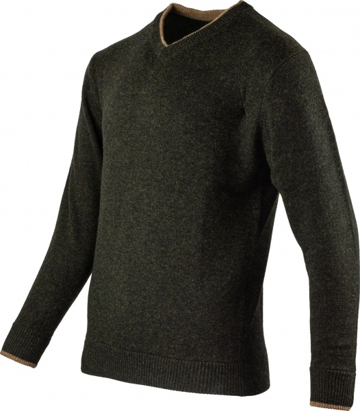 Jack Pyke Ashcombe 100% Lambswool V-Neck Jumper - Dark Olive