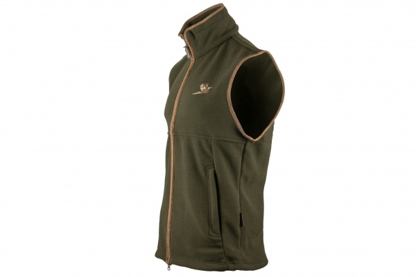 Jack Pyke Countryman Fleece Gilet with Pheasant Motif - Dark Olive