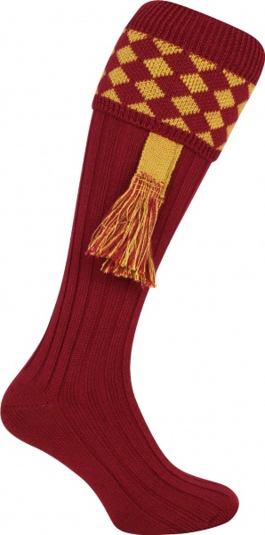 Jack Pyke Harlequin Shooting Socks - Burgundy