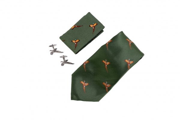 Jack Pyke Tie, Hanky and Cufflinks Gift Set - Pheasant Green (1)