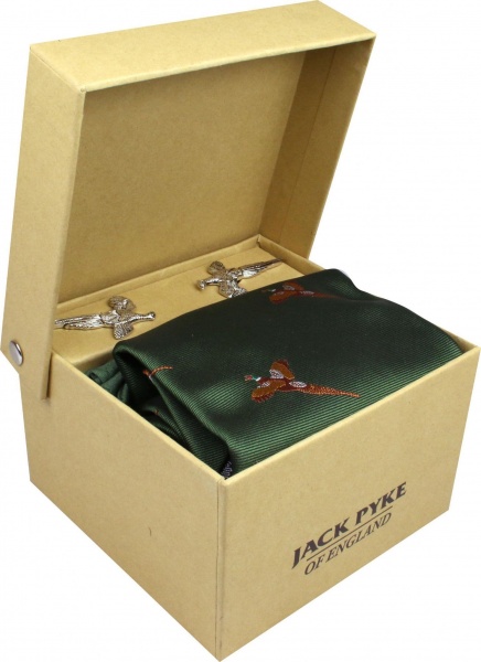 Jack Pyke Tie, Hanky and Cufflinks Gift Set - Pheasant Green (1)