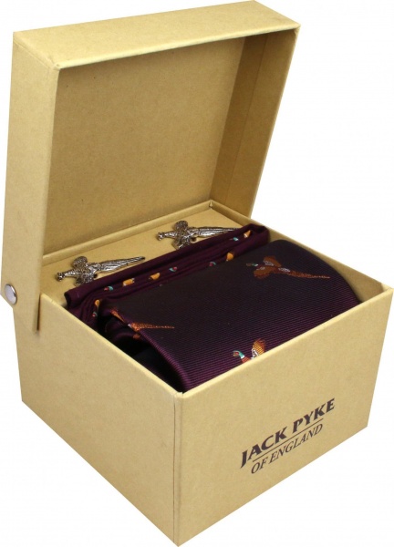 Jack Pyke Tie, Hanky and Cufflinks Gift Set - Pheasant Wine