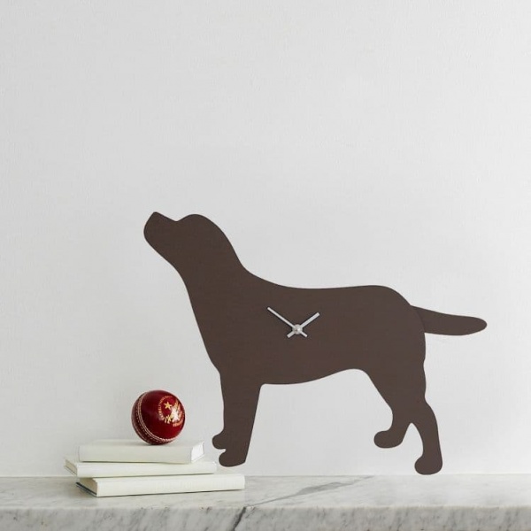 LABRADOR CLOCK WITH WAGGING TAIL - BROWN
