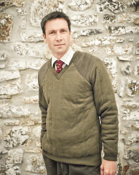 Lansdown Country Heavyweight V-Neck Shooting Jumper With Patches - Forest Green