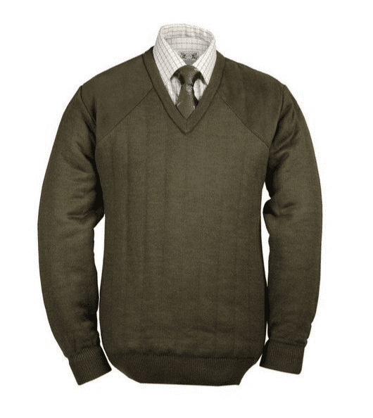 Lansdown Country Heavyweight V-Neck Shooting Jumper With Patches - Forest Green