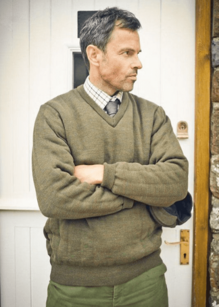 Lansdown Country Heavyweight V-Neck Shooting Jumper Without Patches - Forest Green